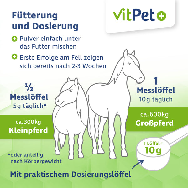 Biotin plus Zink für Pferde – Ergänzungsfuttermittel – 1,2 kg inkl. Dosierlöffel