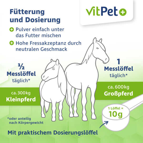 Magnesiumcitrat für Pferde – Premium Magnesium Pulver – 500 g inkl. Dosierlöffel